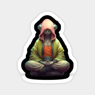 Meditating Cyber Girl Sticker